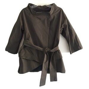 Jarbo | Women's Brown Long Sleeve Funnel Neck Wrap Belted Jacket Size 40